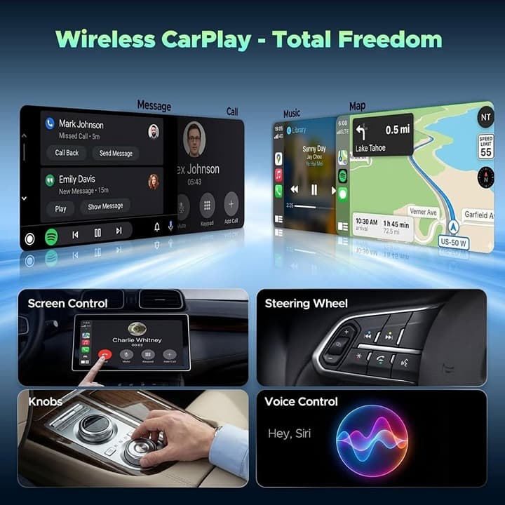 LAMTTO 3‐in‐1 Wireless CarPlay Android Auto AI Box Netflix YouTube TikTok WiFi U - Thumbnail 4