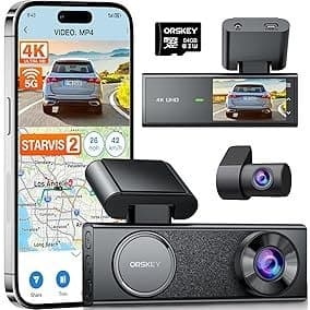 ORSKEY 4K Dash Cam Front Rear STARVIS2 64GB WiFi GPS 2.45" IPS WDR 24H Parking - Thumbnail 4