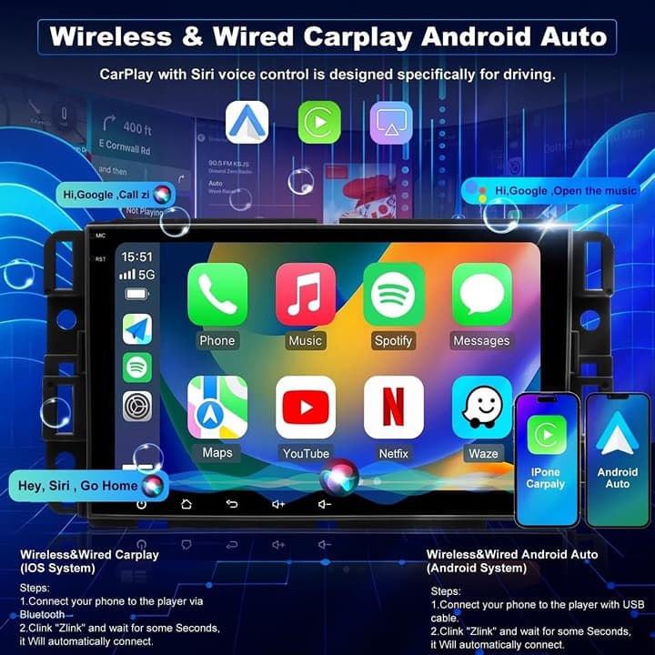 5G WiFi 8" Touch Radio for Silverado/Sierra/Yukon/Tahoe 07-14, CarPlay/Android/C - Thumbnail 5