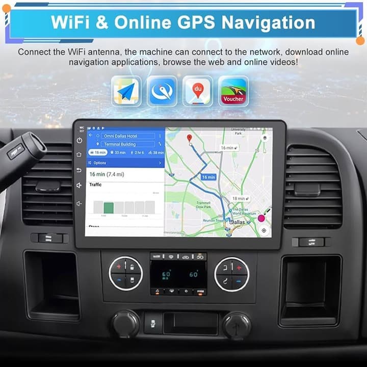 Chevy Silverado Tahoe GMC Yukon Sierra 10.1" Car Radio 2+32G CarPlay GPS BT WiFi - Thumbnail 8