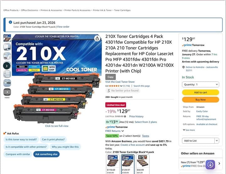 210X 4PK Toner for HP 4301fdw 4201dw 210X/210A W2100X High Yield with Chip - Thumbnail 10