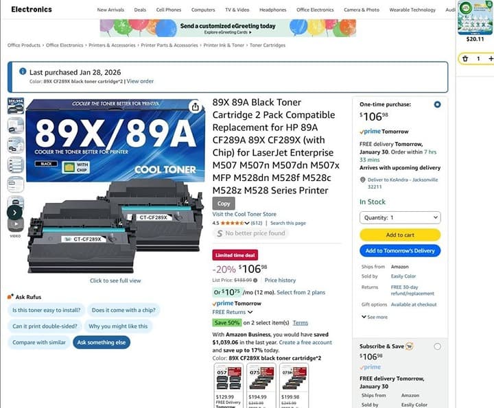 89X 89A CF289X Black Toner 2‐Pack for HP LaserJet Enterprise M507 M528 Series - Thumbnail 10