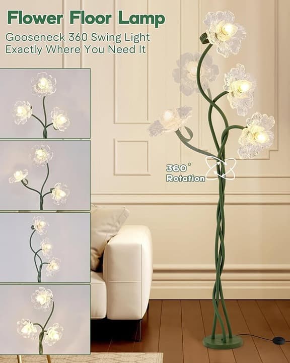 Ecoillumix Adjustable 3-Light Floor Lamp with Gooseneck & 3 Color Modes - Thumbnail 7