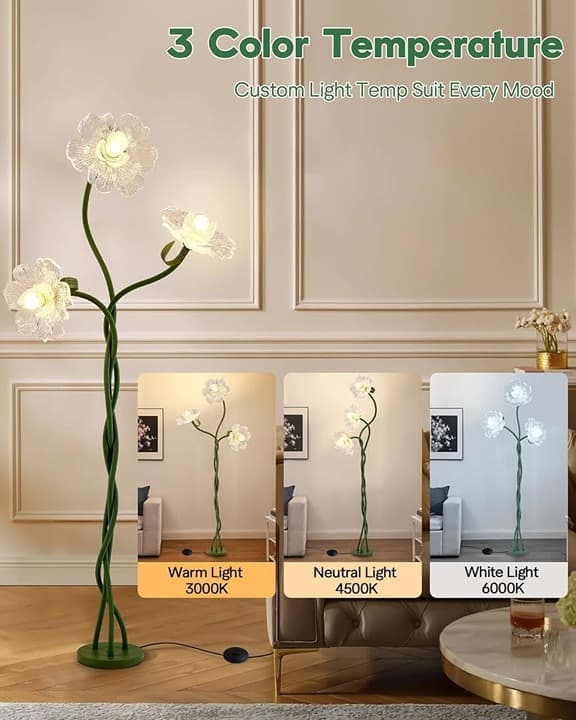 Ecoillumix Adjustable 3-Light Floor Lamp with Gooseneck & 3 Color Modes - Thumbnail 8