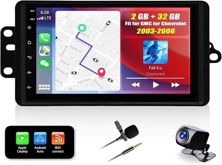 TukboTech Android 13 7" Car Stereo GMC Chevy 2003–2006 CarPlay Android Auto Cam - Thumbnail 3