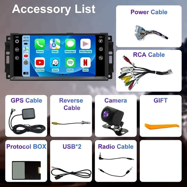 5G WiFi Car Radio Android 13 CarPlay GPS BT FM Camera for Chrysler Dodge Jeep 7" - Thumbnail 9