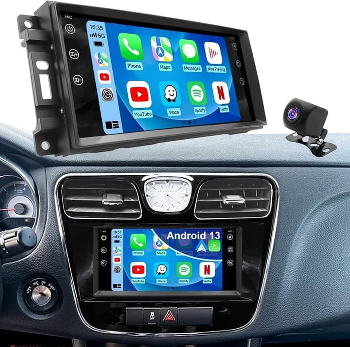 5G WiFi Car Radio Android 13 CarPlay GPS BT FM Camera for Chrysler Dodge Jeep 7" - Thumbnail 3