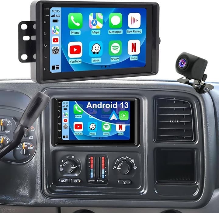 Car Radio GMC Sierra Silverado 2003‐2006 7" Android 13 CarPlay GPS WiFi BT Cam - Thumbnail 3