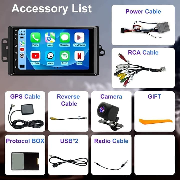 Car Radio GMC Sierra Silverado 2003‐2006 7" Android 13 CarPlay GPS WiFi BT Cam - Thumbnail 9