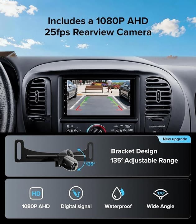 7" Double Din Car Stereo Wireless CarPlay Android Auto AHD Camera FM/AM GPS BT - Thumbnail 5