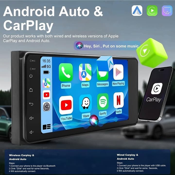 5G WiFi Car Stereo for Toyota 4Runner 03-09 Tundra Sequoia 7" CarPlay Android 13 - Thumbnail 6