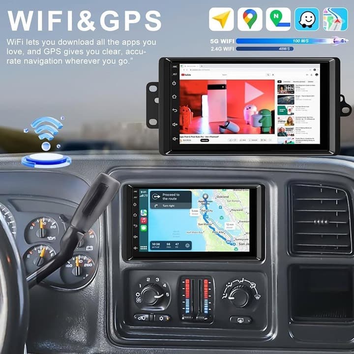Car Radio GMC Sierra Silverado 2003‐2006 7" Android 13 CarPlay GPS WiFi BT Cam - Thumbnail 8