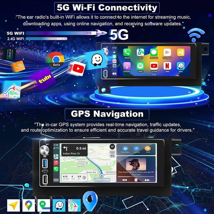 6.8" 5G WiFi Car Radio for Dodge & Jeep 2005–2010 CarPlay Android Auto GPS Stere - Thumbnail 5