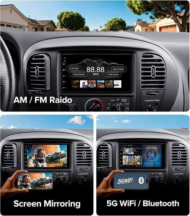 7" Double Din Car Stereo Wireless CarPlay Android Auto AHD Camera FM/AM GPS BT - Thumbnail 10