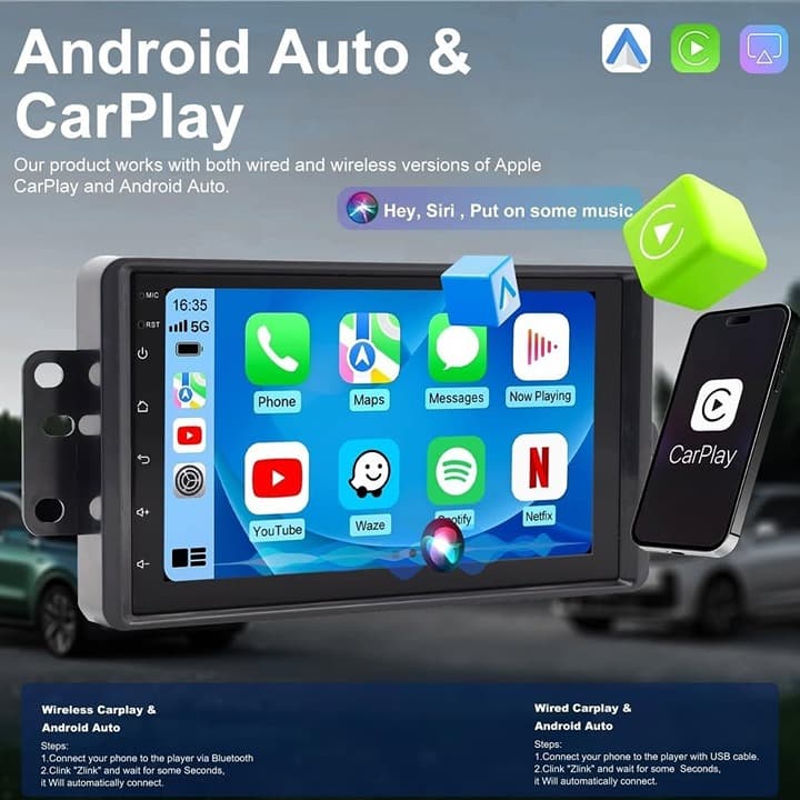 Car Radio GMC Sierra Silverado 2003‐2006 7" Android 13 CarPlay GPS WiFi BT Cam - Thumbnail 6