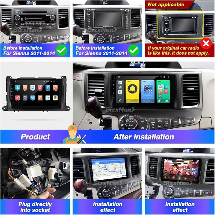 9" Android Car Stereo Navi CarPlay Android Auto for Toyota Sienna 2011-2014 - Thumbnail 6