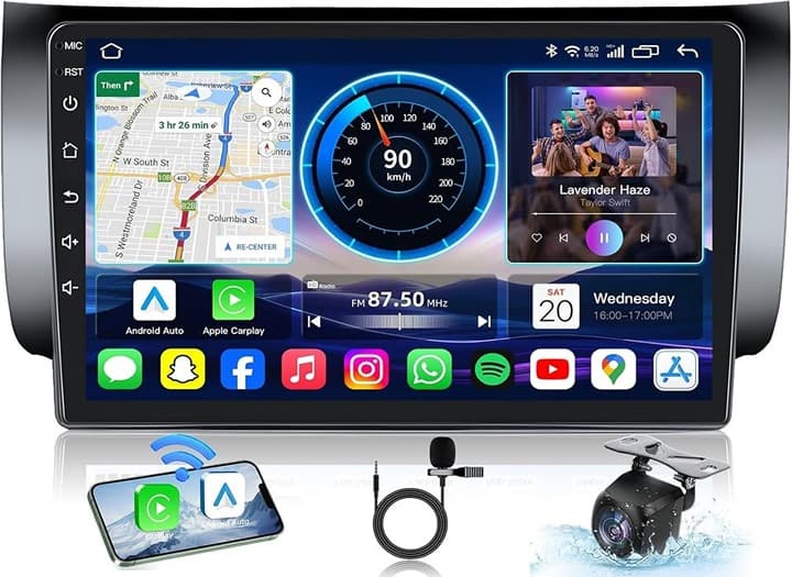 10" Android 13 CarPlay Radio for Nissan Sentra 2013-2019 1280x800 HD 5G WiFi GPS - Thumbnail 4