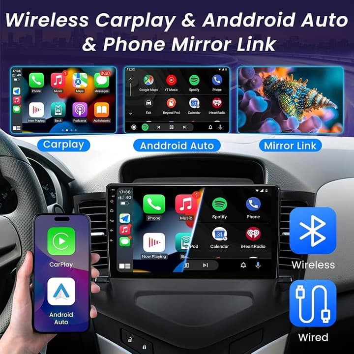 4+64G Android Car Radio Chevy Cruze 2009-2015 CarPlay Android Auto 1280x800 GPS - Thumbnail 5