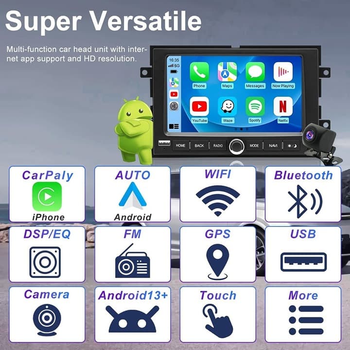5G WiFi Car Radio Ford F150 04-08 F250 F350 06-16 CarPlay Android Auto GPS - Thumbnail 5