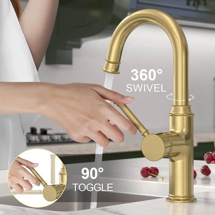 Lava Odoro Gold Bar Sink Faucet KBF201-SG - Thumbnail 5
