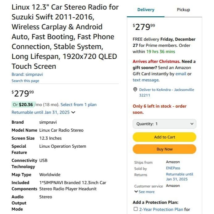 Linux Car Stereo Radio for Suzuki Swift 2011-2016, CarPlay & Android, Touchscree - Thumbnail 7