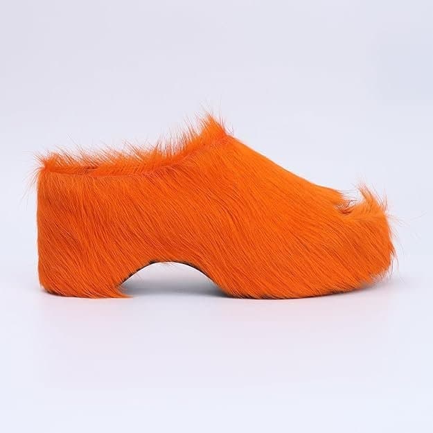 XOBZJH Women's Long-Hair Calfskin Chunky Clog Slides (2024) - Thumbnail 4