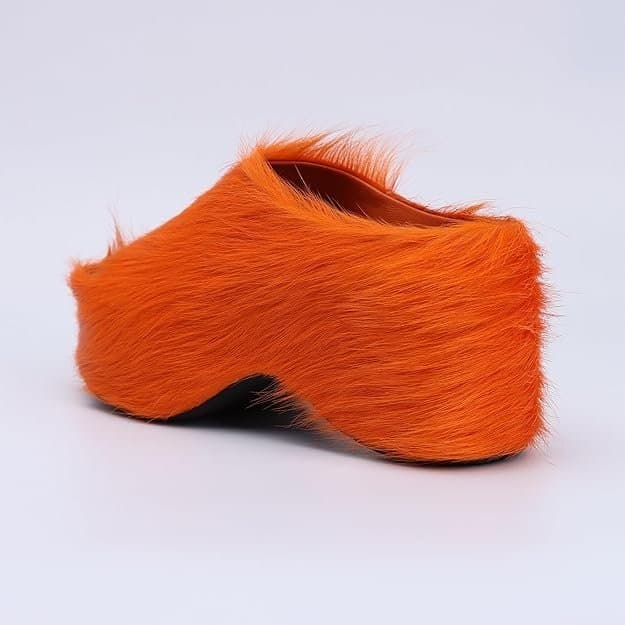 XOBZJH Women's Long-Hair Calfskin Chunky Clog Slides (2024) - Thumbnail 6