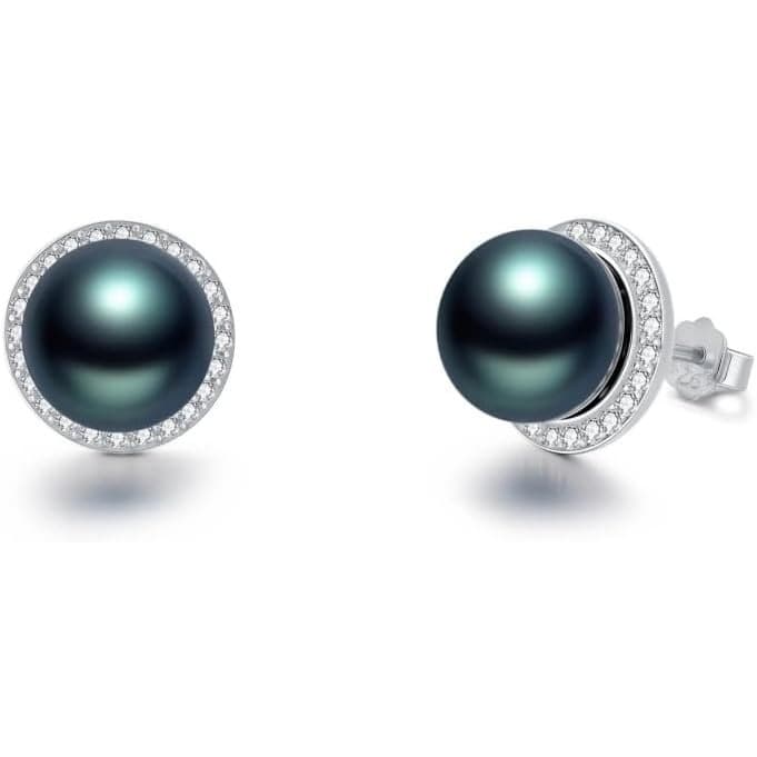 EKJQB Black Pearl Stud Earrings For Women - Thumbnail 4