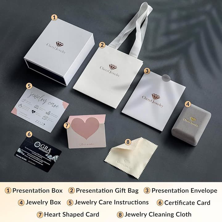 Platinum Plated Moissanite Pendant Necklace Gift for Women - Thumbnail 7
