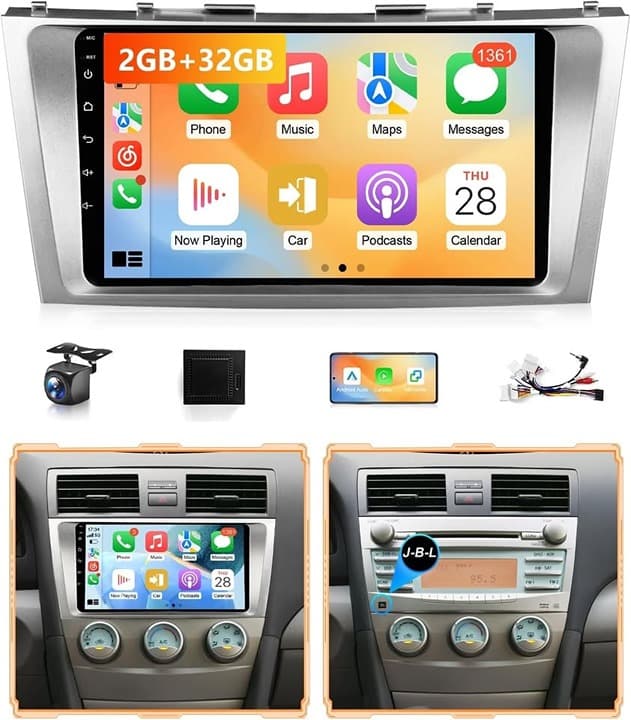 Wadpon 9" Android 13 Car Stereo for Toyota Camry 2006-2011, 8-Core 2G+32G CarPla - Thumbnail 4