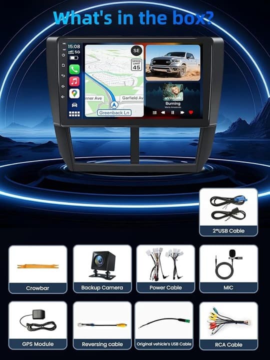 Subaru Forester Impreza WRX 08-12 Android 9" IPS CarPlay GPS WiFi BT Stereo 32G - Thumbnail 8