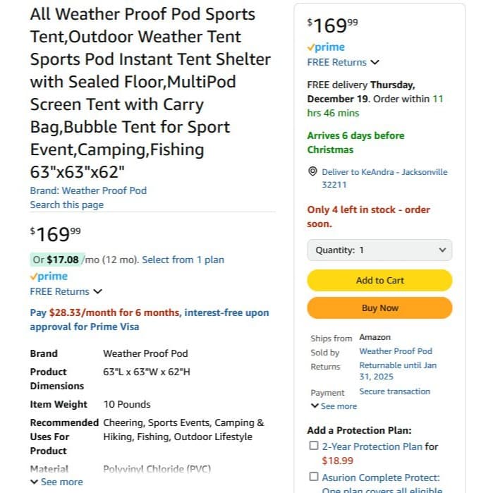All Weather Proof Pod Sports Tent - Thumbnail 6
