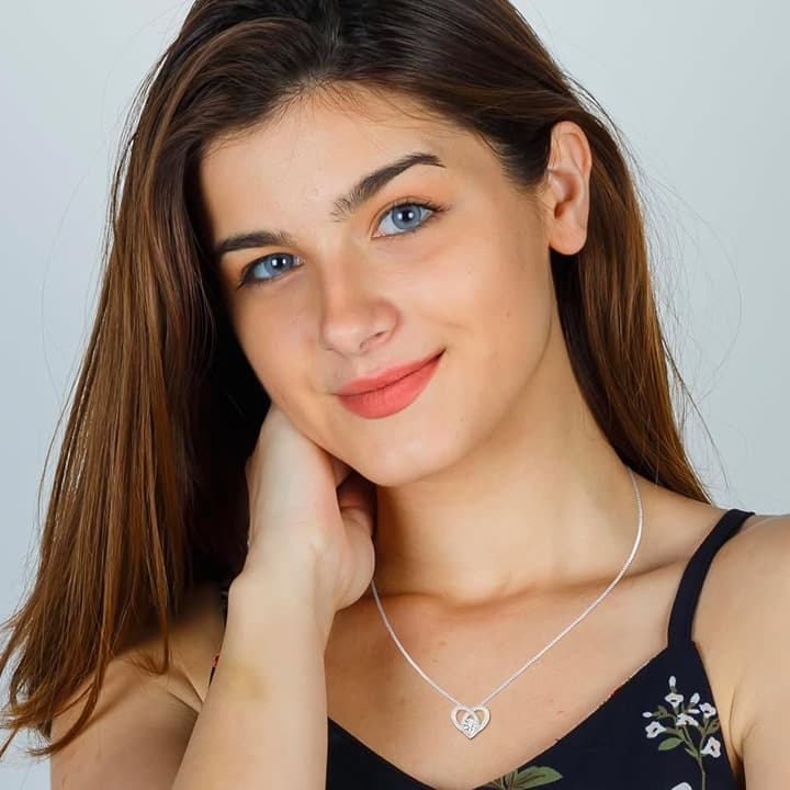 Platinum Plated Moissanite Pendant Necklace Gift for Women - Thumbnail 6
