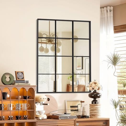 Bimno 30 x 40 Inch Farmhouse Window Pane Mirror - Thumbnail 5