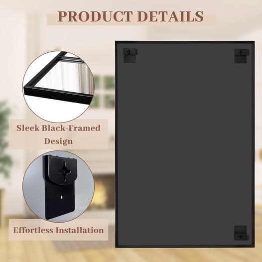 Bimno 30 x 40 Inch Farmhouse Window Pane Mirror - Thumbnail 6