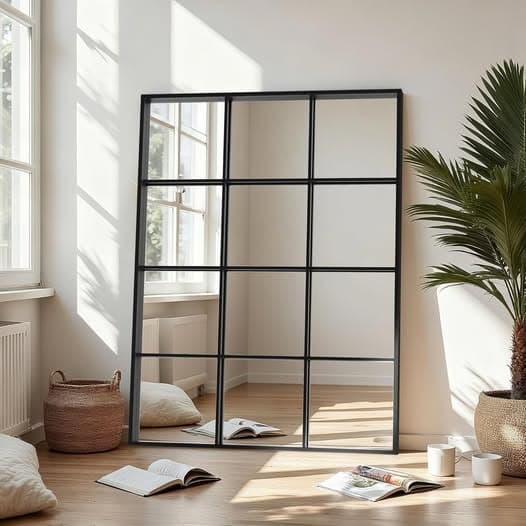 Bimno 30 x 40 Inch Farmhouse Window Pane Mirror - Thumbnail 2