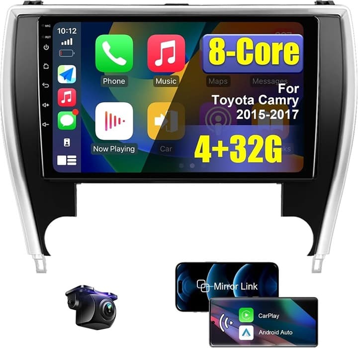 Android 14 4+32G Car Stereo for Toyota Camry 2015-2017 CarPlay 10.1" w/ Camera - Thumbnail 3