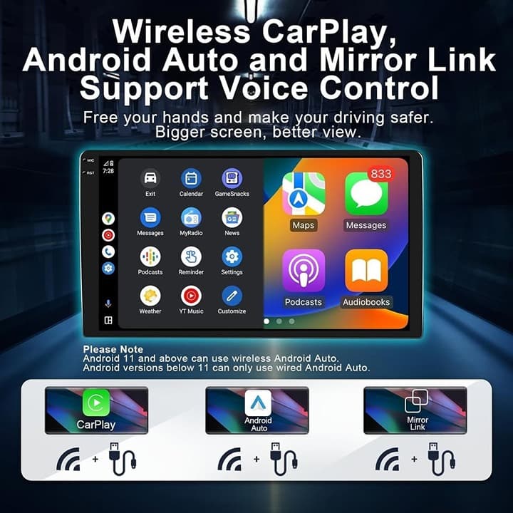 Android 14 4+32G Car Stereo for Toyota Camry 2015-2017 CarPlay 10.1" w/ Camera - Thumbnail 6