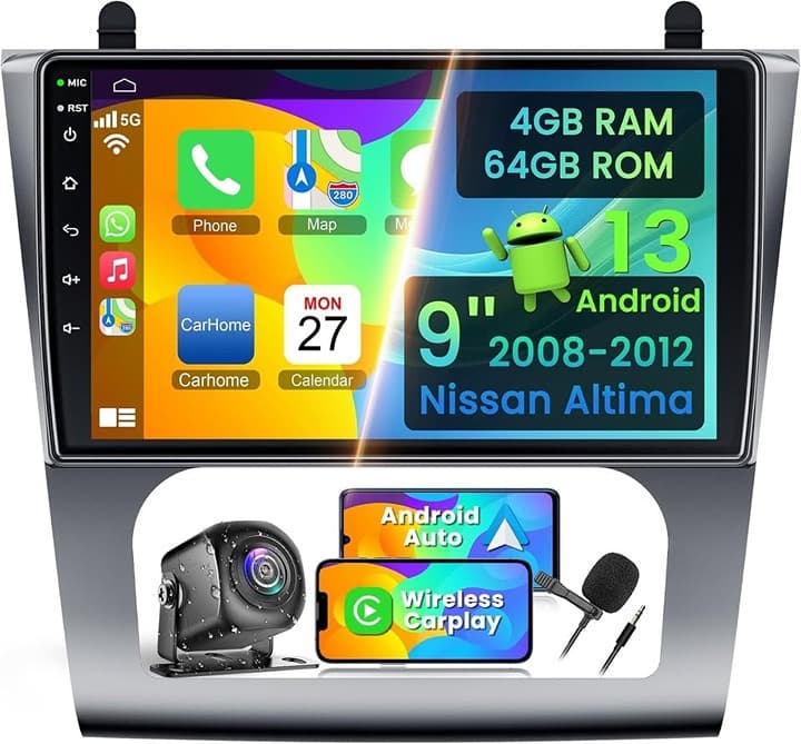 Nissan Altima 2008-2012 Car Stereo, 9" Touchscreen, Wireless CarPlay - Thumbnail 3