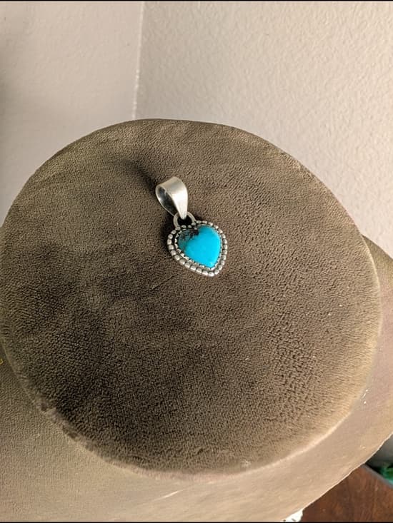 Dainty Santa Maria Turquoise Heart Pendant - Sterling Silver - Thumbnail 9