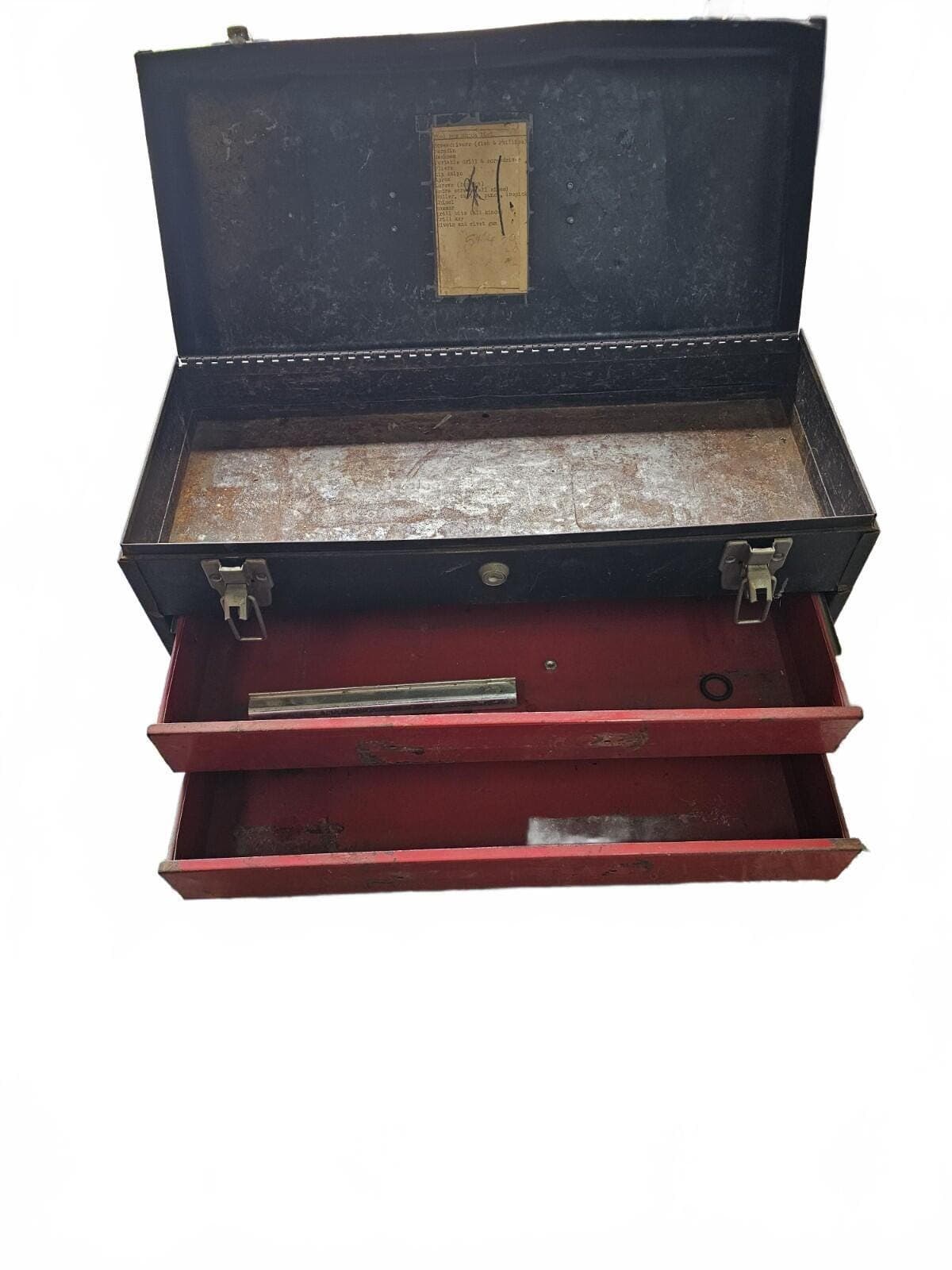 Vintage My Buddy Tradesman Black Metal Tool Box With 2 Drawers-(20"x8.5"x10.5") - Thumbnail 3