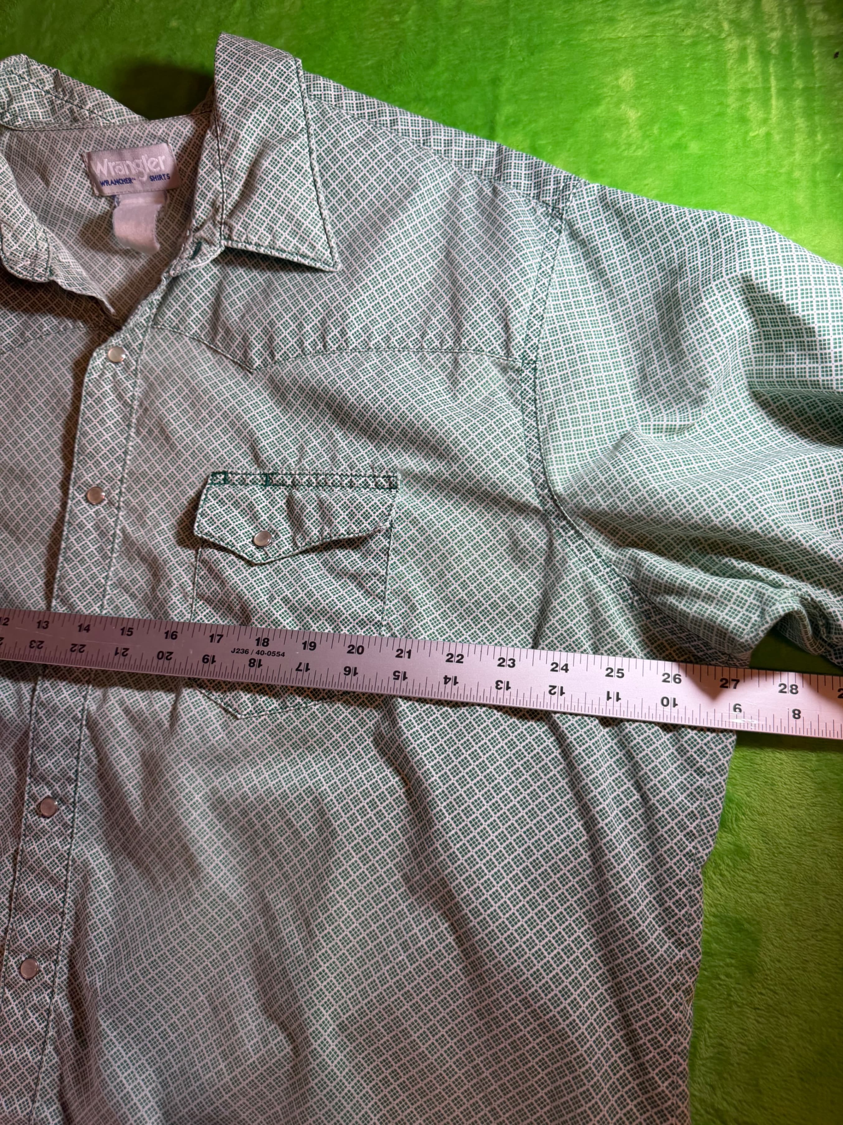 Wrangler Wrancher Green Pearl Snap Western Shirt Short Sleeve M - Thumbnail 7