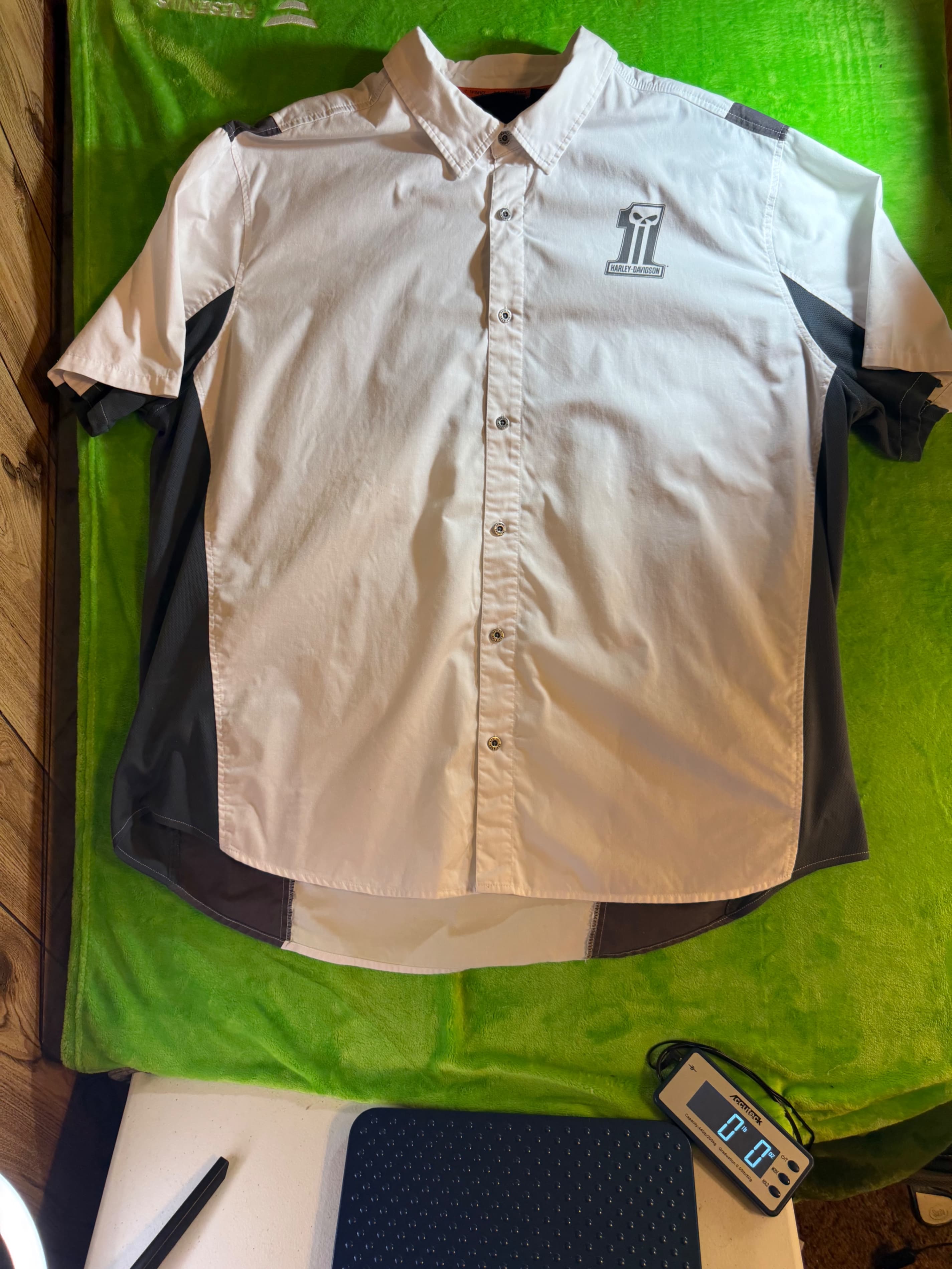 Harley Davidson H-D Performance #1 Skull Shirt Mens 3XL White Gray Colorblock
