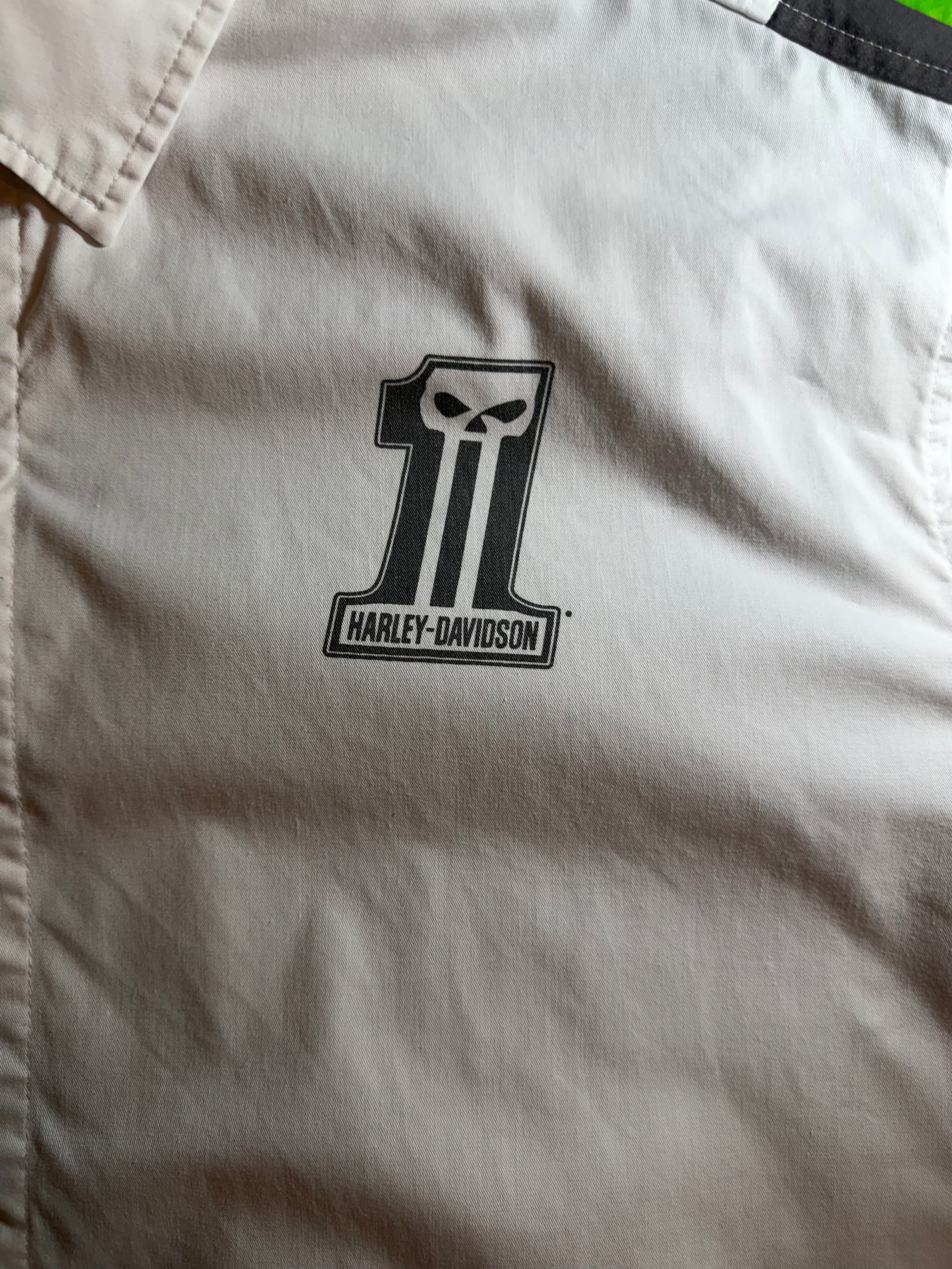 Harley Davidson H-D Performance #1 Skull Shirt Mens 3XL White Gray Colorblock - Thumbnail 4