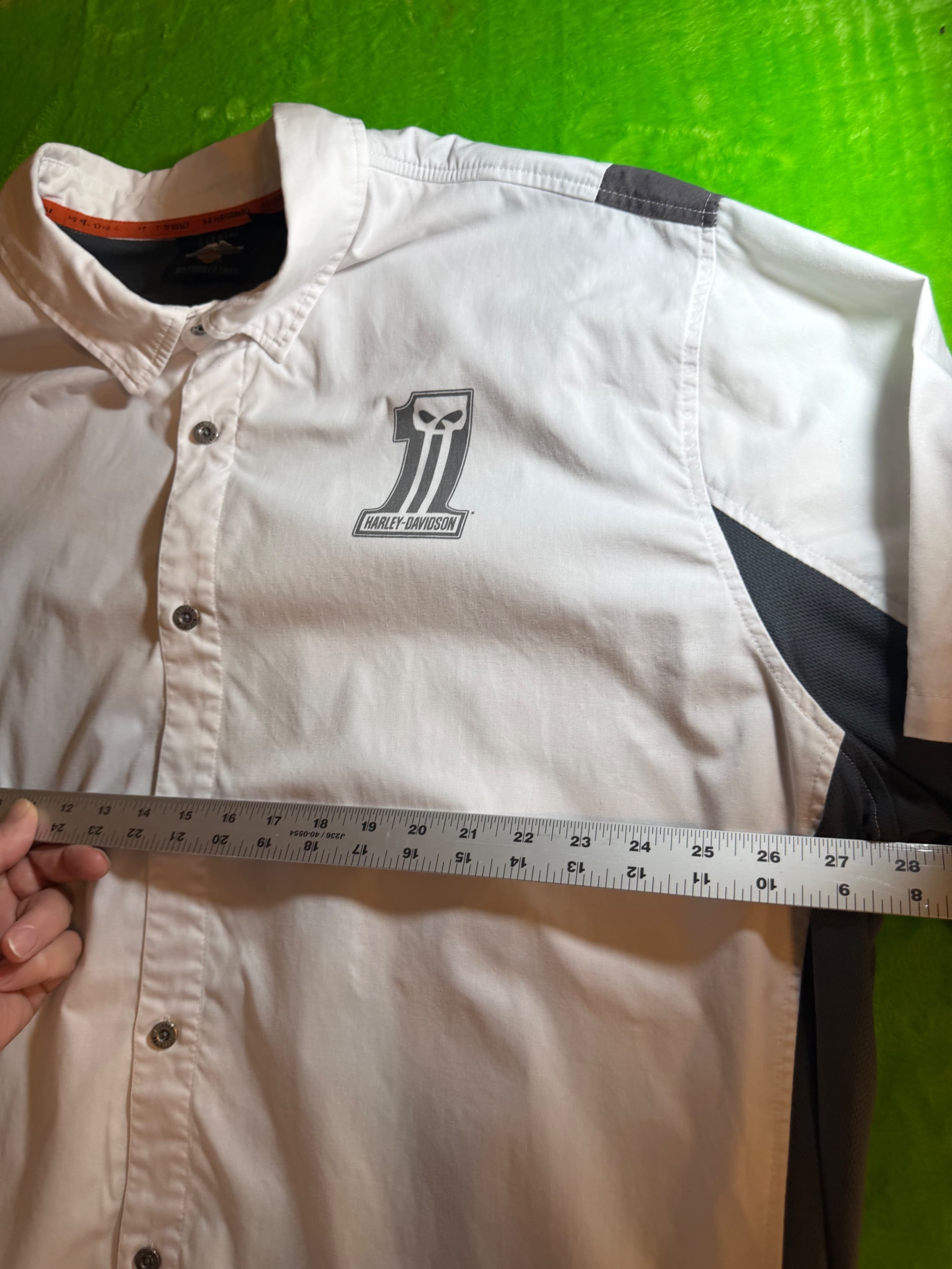 Harley Davidson H-D Performance #1 Skull Shirt Mens 3XL White Gray Colorblock - Thumbnail 7