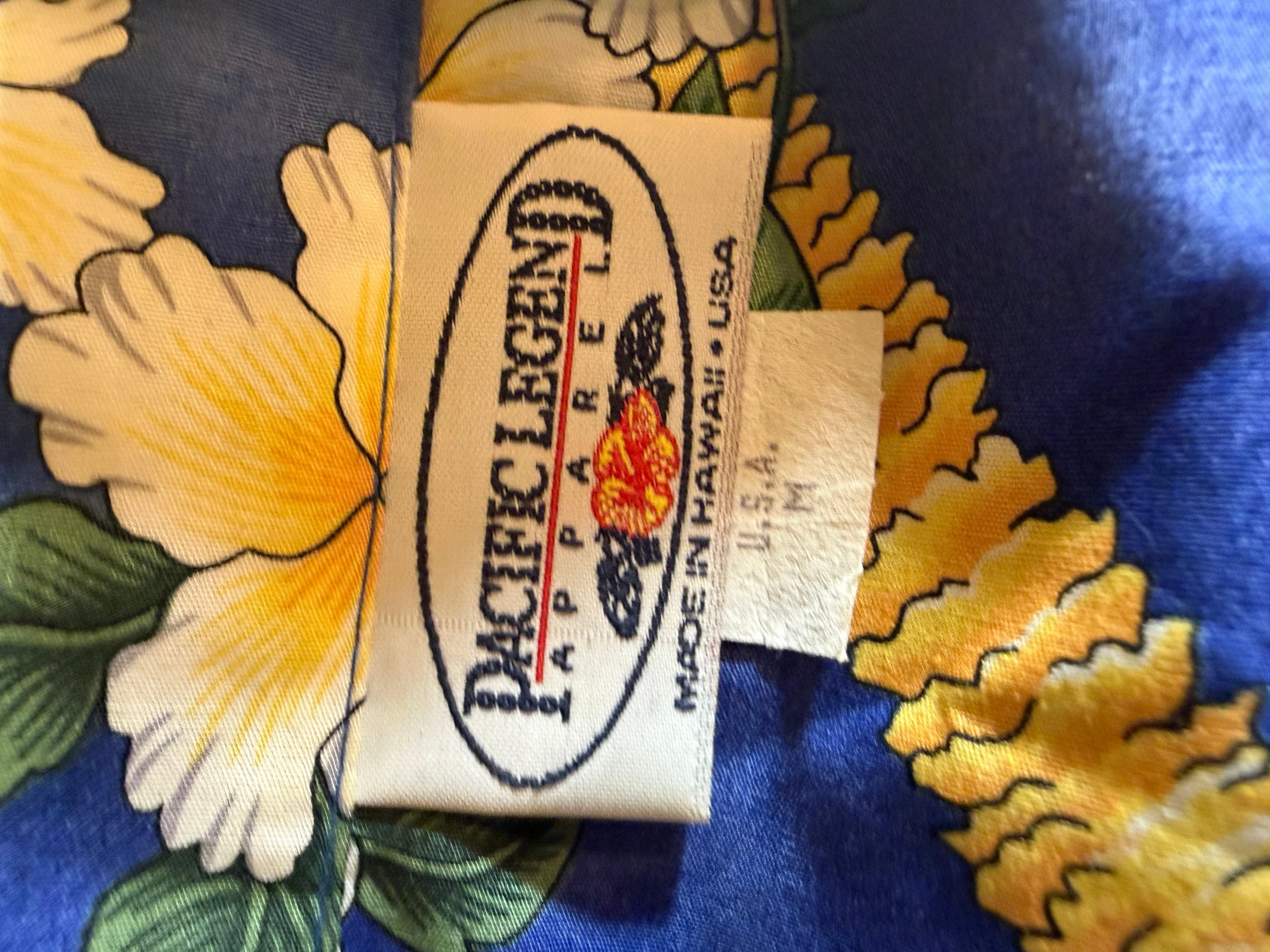 Pacific Legend Hawaiian Shirt M Floral Plumeria Hibiscus Made in Hawaii Tropical - Thumbnail 3