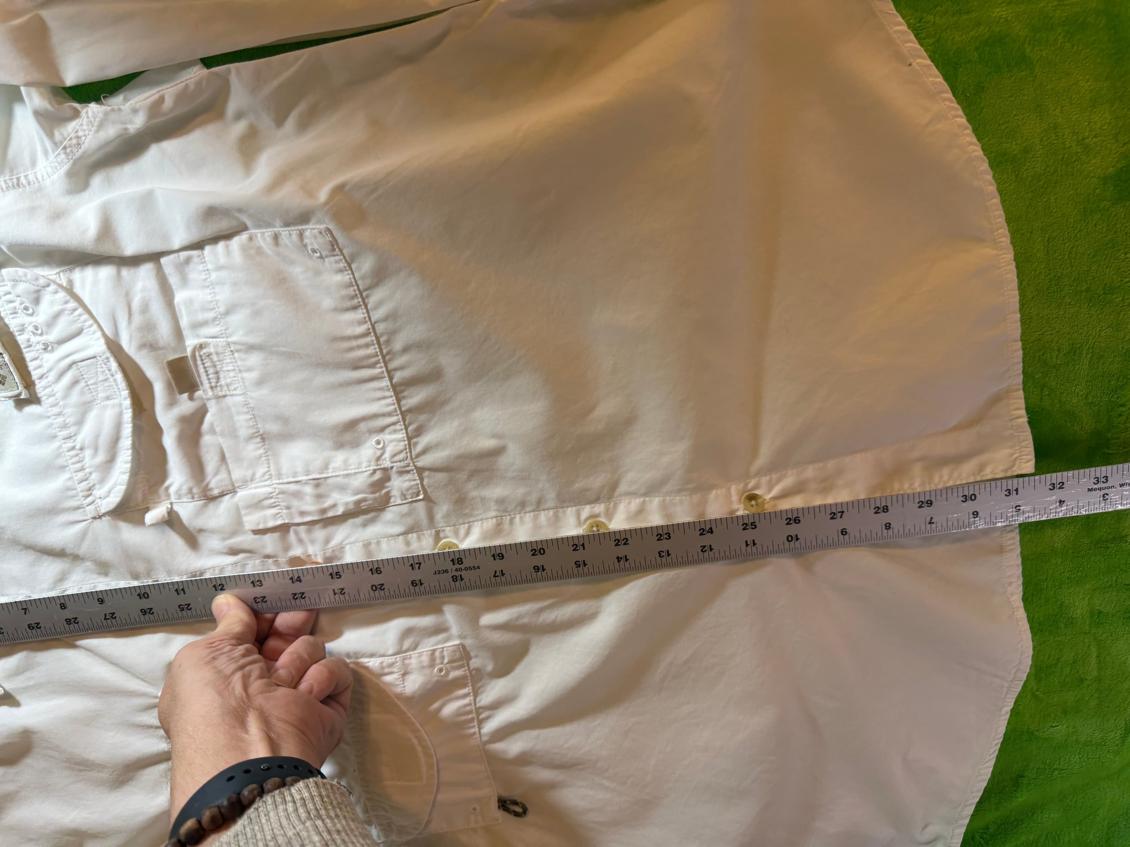 Columbia PFG Fishing Shirt Mens Medium White Long Sleeve Vented Button Up Cotton - Thumbnail 12