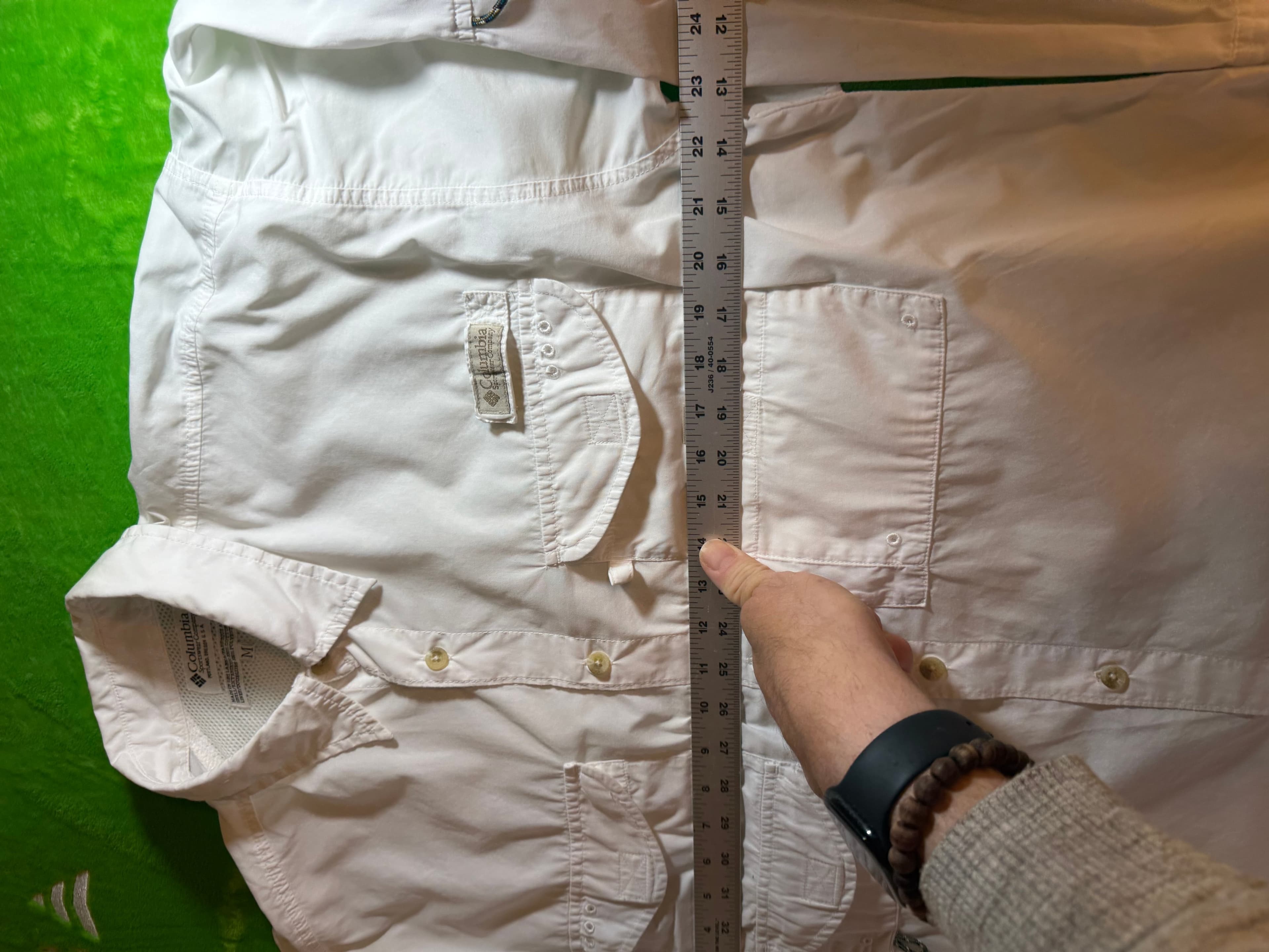 Columbia PFG Fishing Shirt Mens Medium White Long Sleeve Vented Button Up Cotton - Thumbnail 11