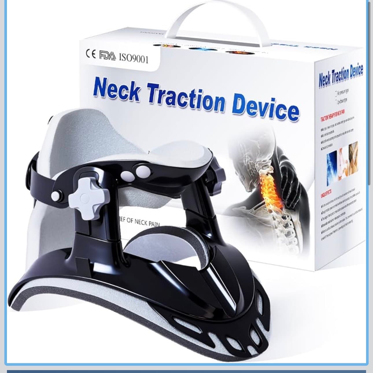 Neck Stretcher Cervical Traction, Adjustable Neck Traction Device, Neck & Shoulder Pain Relief, Neck Brace for Improved Spine Alignment, Used for Home, Office, Outdoor (Black)