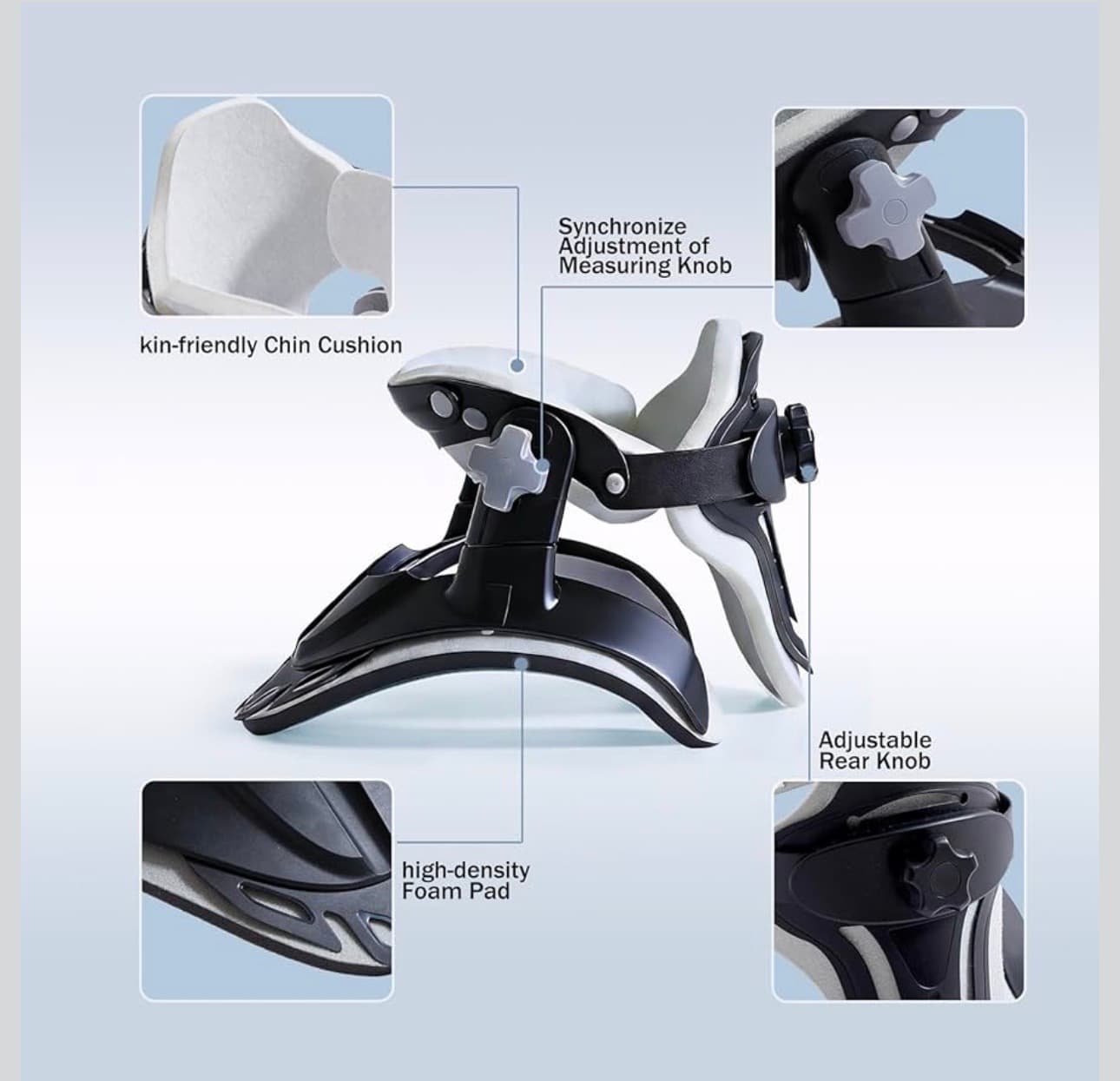 Neck Stretcher Cervical Traction, Adjustable Neck Traction Device, Neck & Shoulder Pain Relief, Neck Brace for Improved Spine Alignment, Used for Home, Office, Outdoor (Black) - Thumbnail 10